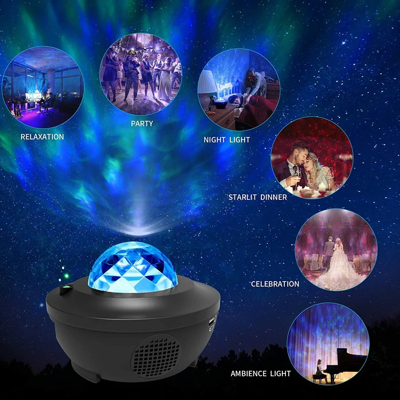 Alibaba Hot Selling Remote Controlled LED Laser Galaxy Sky Projector Star Starry Night Light Projector