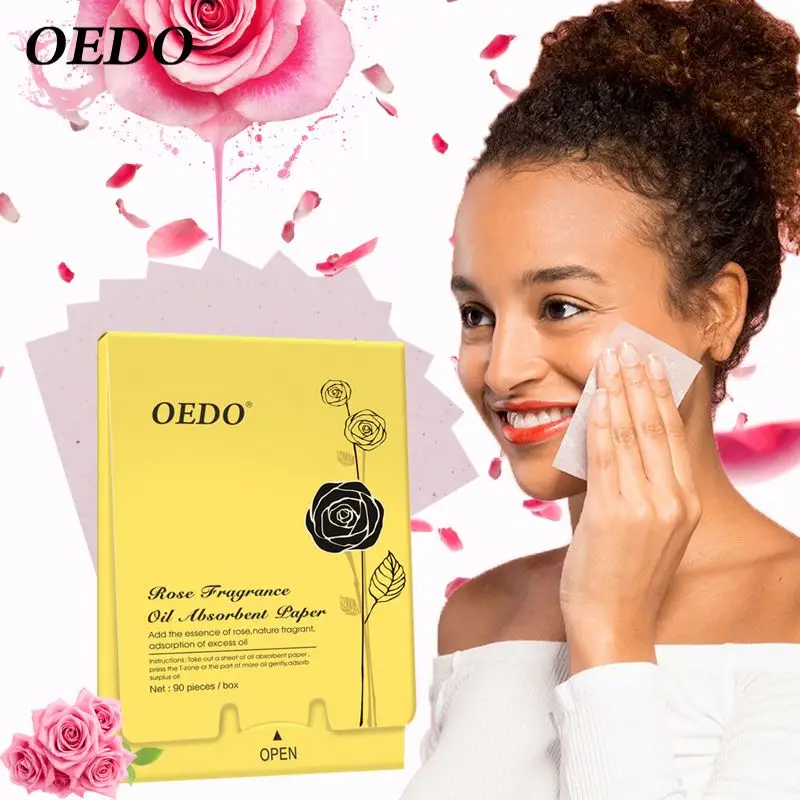  OEDO 90Pcs Rose Fragrance Oil Absorbent Paper Portable Efficient Refresh Absorbing Facial