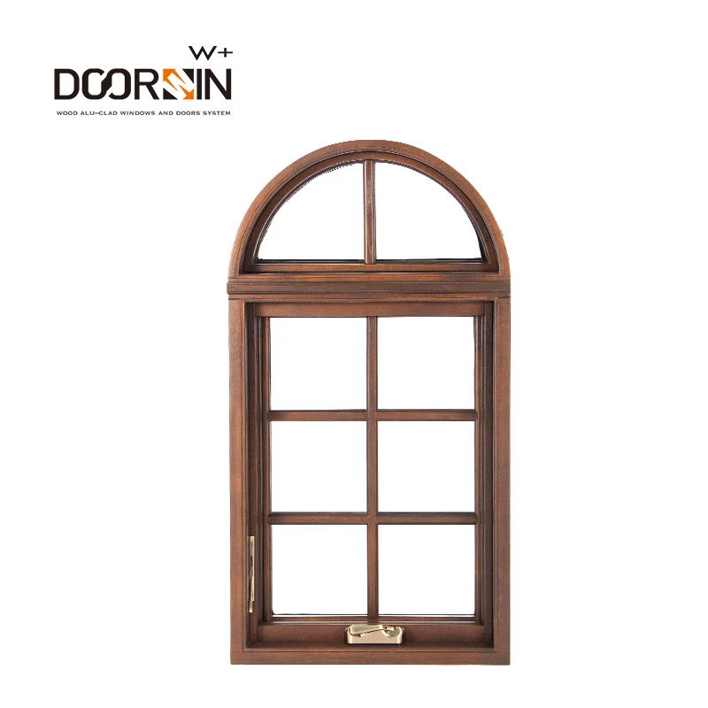 Popular Wooden Window Grid Design Arch Top Special Shape Sound Proof Heat Insulation Crank Casement Window