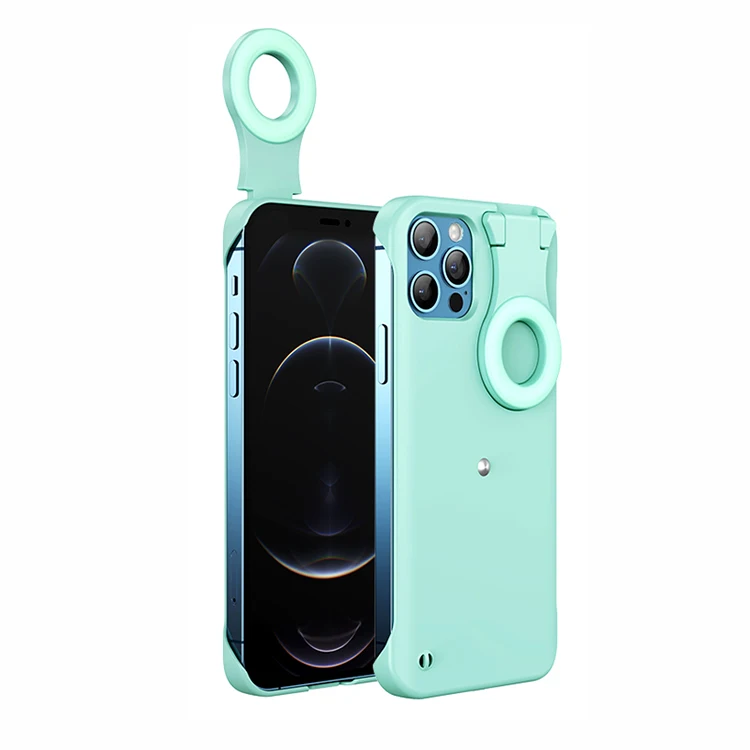 Adjustable Light Phone Case Photo Led Selfie Ring Fill Light Cover for iPhone 12, For iPhone 12 Pro Max Selfie Ring Light Case