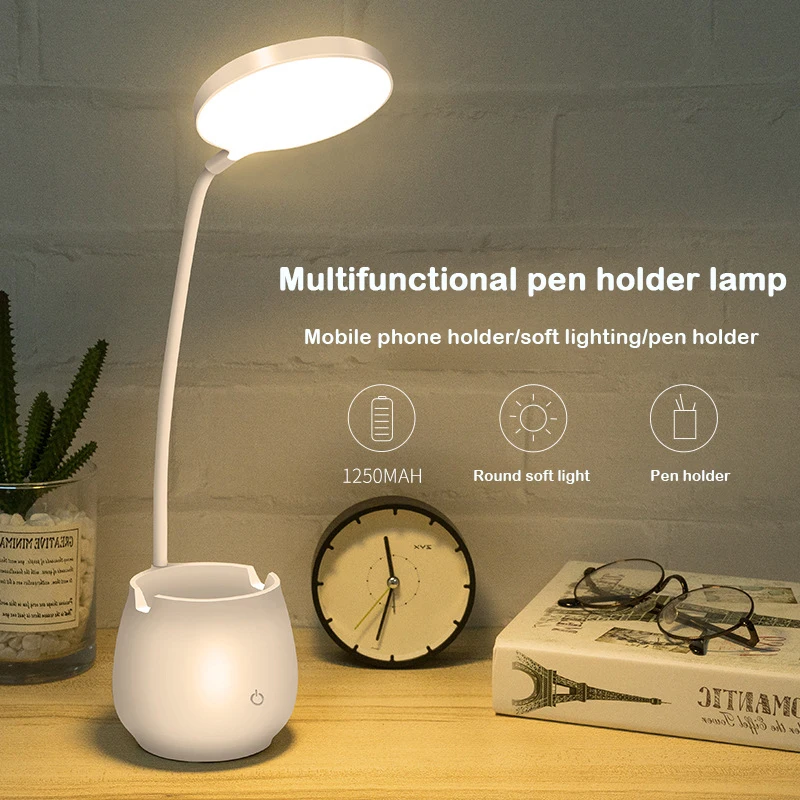New Design Study Solar Smart Led Reading Portable Desk Lamp With Pen Holder