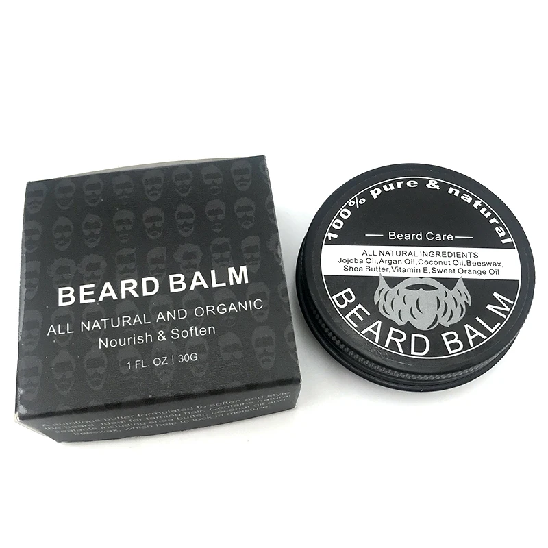 For Mens beard balm kit set sandalwood vanilla scent cream custom packaging organic private label beard balm