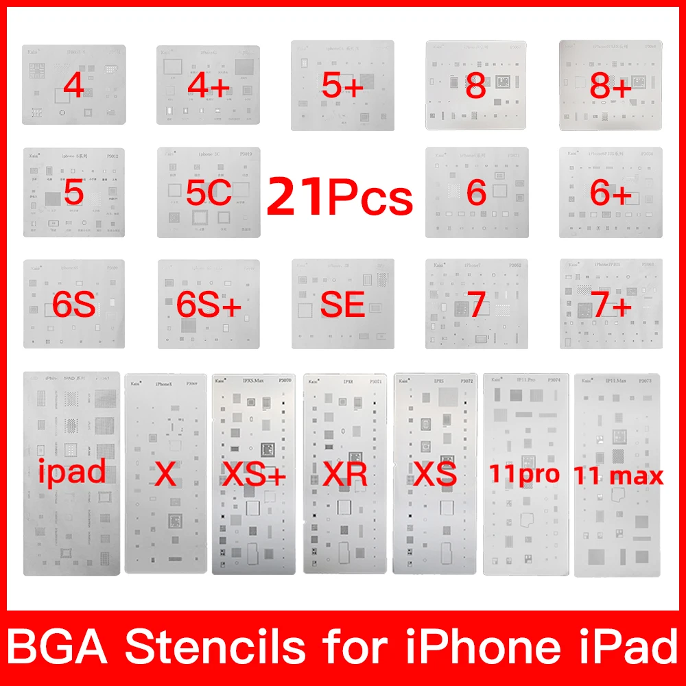 19 шт. полный набор микросхема BGA трафарет наборы для iPhone XS MAX XR 8p 7 6 s Plus SE 5S 5C 5 4S iPad высокого
