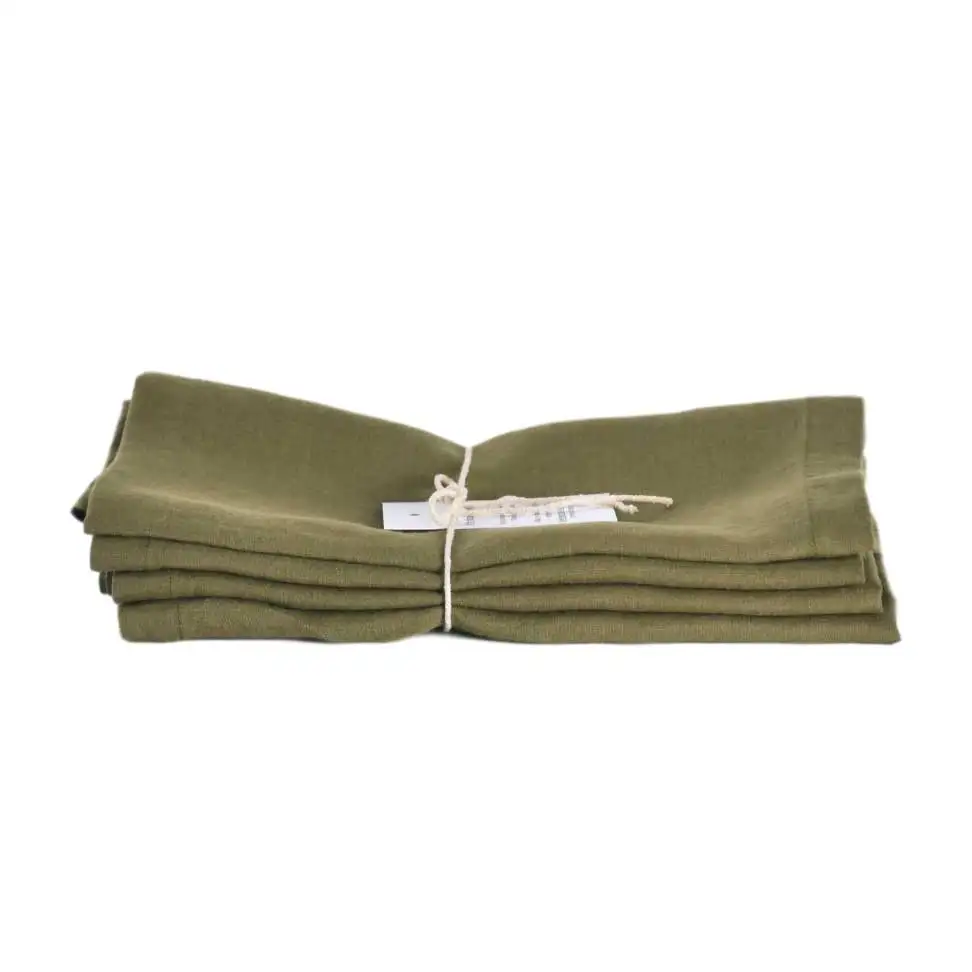 Лидер продаж натуральные свадебные салфетки из оливкового льна для ресторана индивидуальный