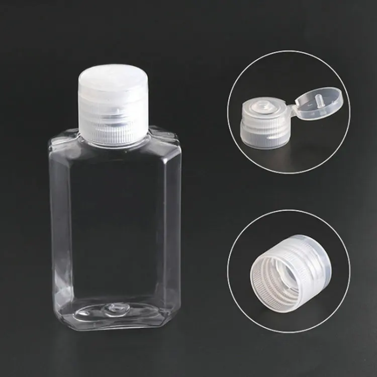 
square type Empty transparent 60ml plastic bottles plastic water bottles can with different cap 