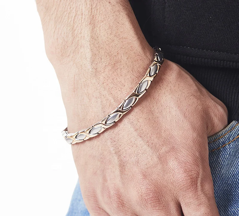 
Wholesale Rose Gold Health Magnetic Therapy Bracelet Stainless Steel Charm Jewelry For Women 