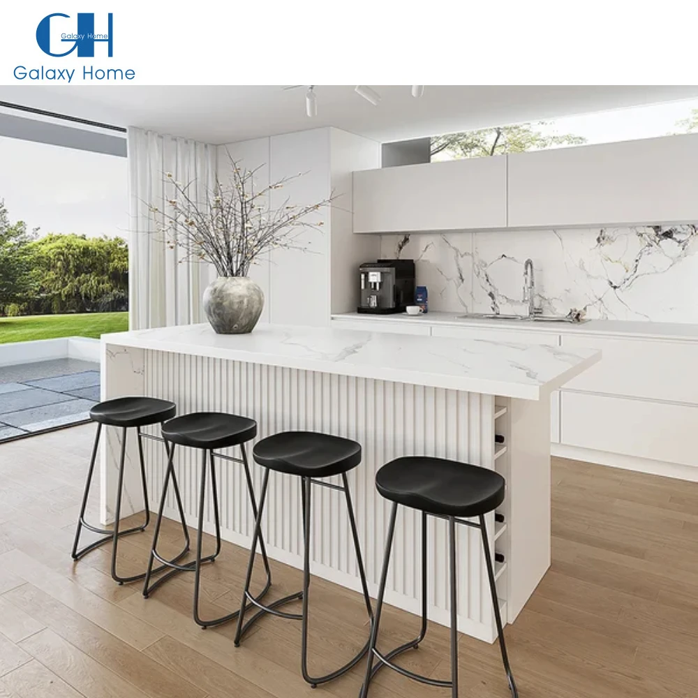 GH полный водонепроницаемый белый Mdf кладовая для хранения США жалюзи кухонный гарнитуры мебель шкаф современные кухонные шкафы