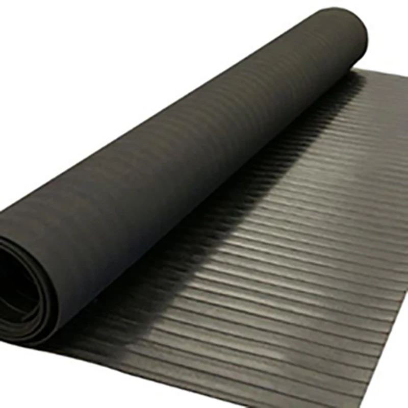 Non-skid  Anti-Slip Black Wide Ribbed Rubber Mats Flooring  Mats