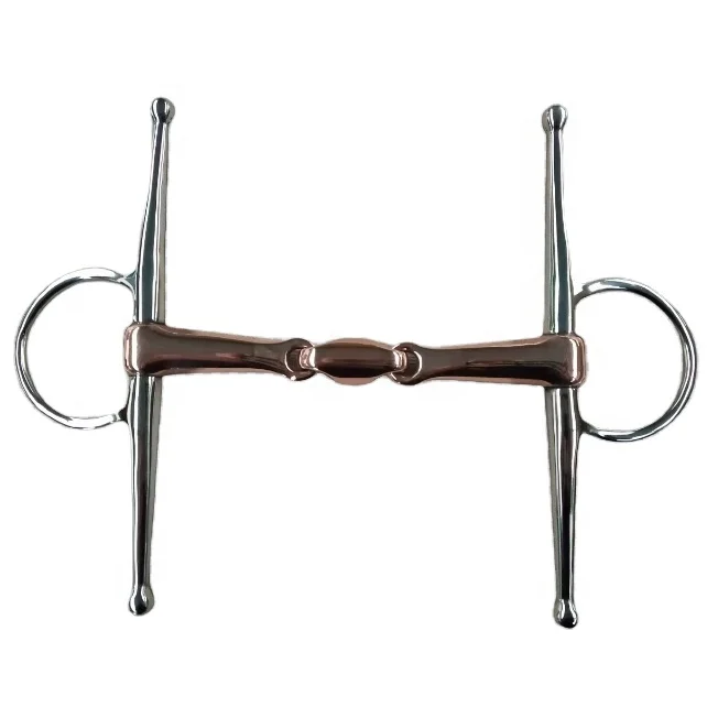 Horshi wholesale full cheek bit double jointed copper mouth piece with lozenge equestrian products stainless steel horse bits