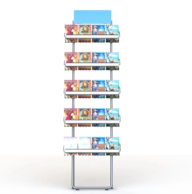 Retail DVD Display Rack for CD Store Metal 4 Tier Card rack Store Reastar Card Display Stand