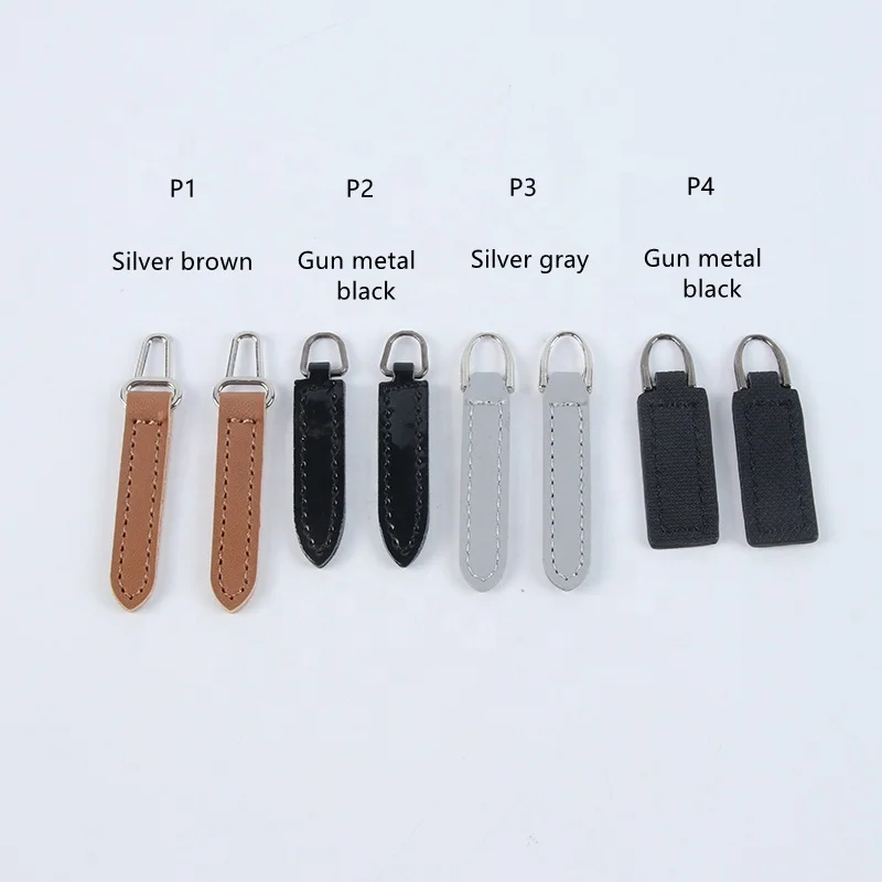 Wholesale leather zipper puller for handbags decorative pu zipper puller accessories pu leather zipper puller