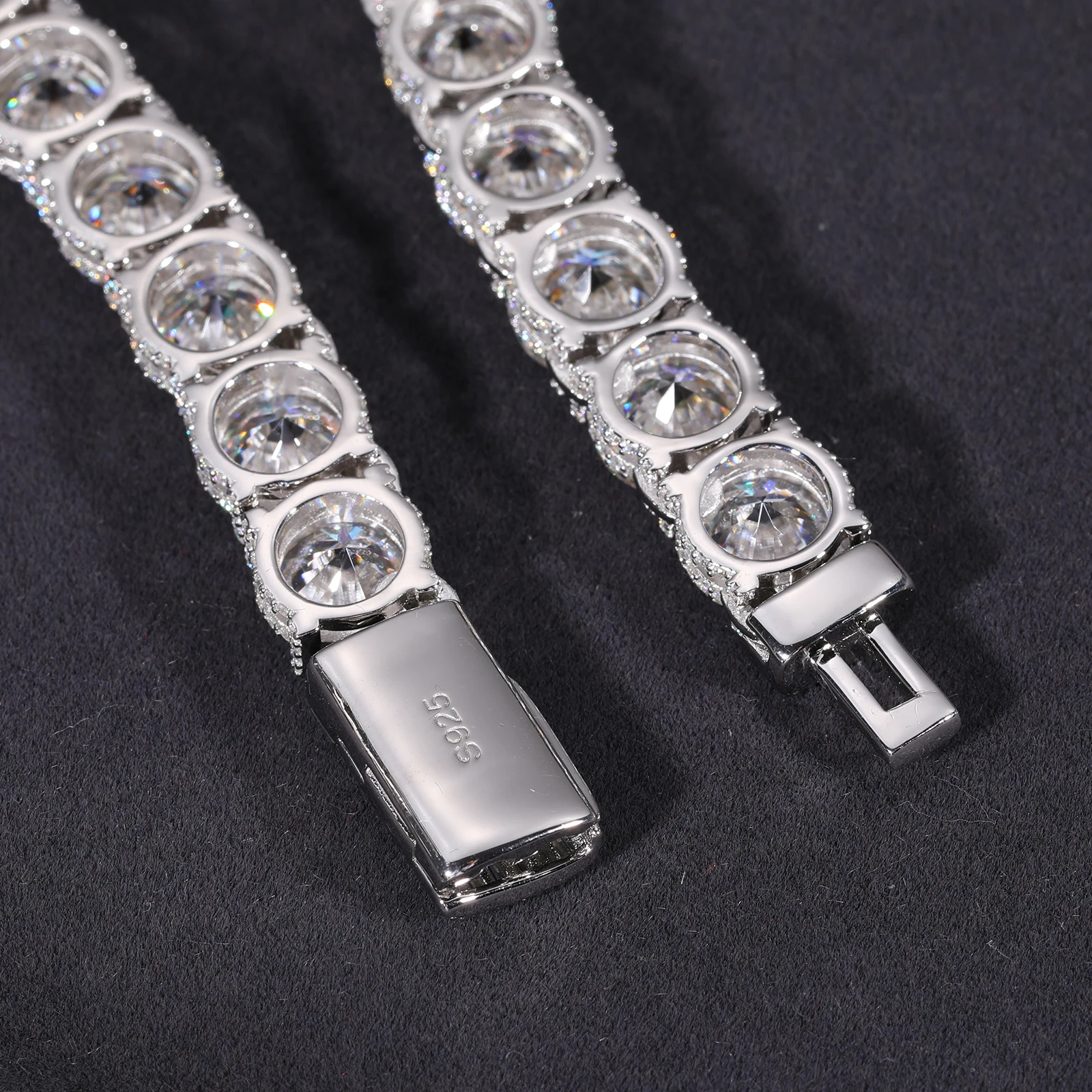 2023 New Design Iced Out Chain 2-10mm 925 Sterling Silver VVS Moissanite Lab Diamond Baguette Buckle Tennis Chain Necklace