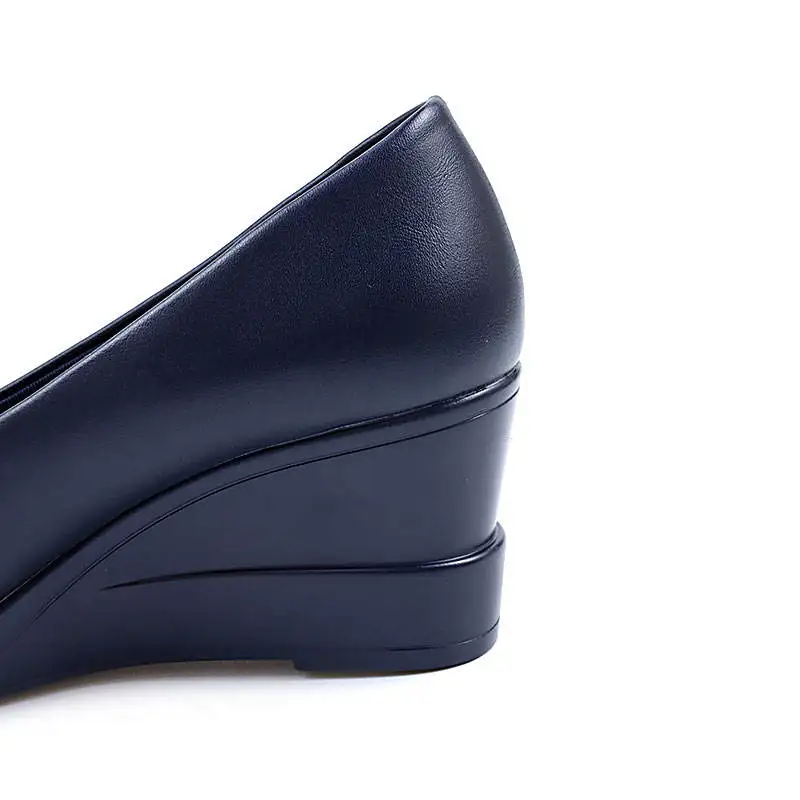 Women Block Heel Pumps Shoes Comfort Wedge Thick Platform Ladies Rhinestone Metal Buckle Round Toe Soft Sloe Office Close Shoes