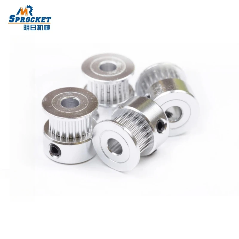 OEM CNC Aluminum Timing Belt Pulleys MXL XL L H T2.5 T5 T10 AT5 AT10 GT2 GT3 GT5 3M 5M 8M Tooth Belt Pulleys