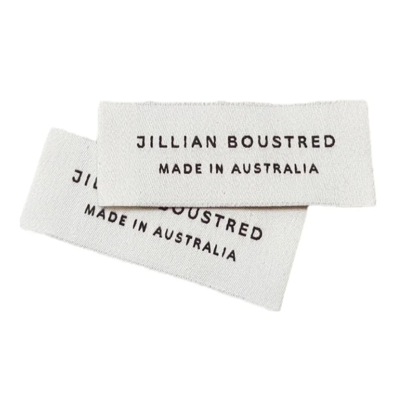 Sustainable End Fold Woven Label Custom High Quality Cotton Woven Fabric Print Brand Collar Neck Label Square