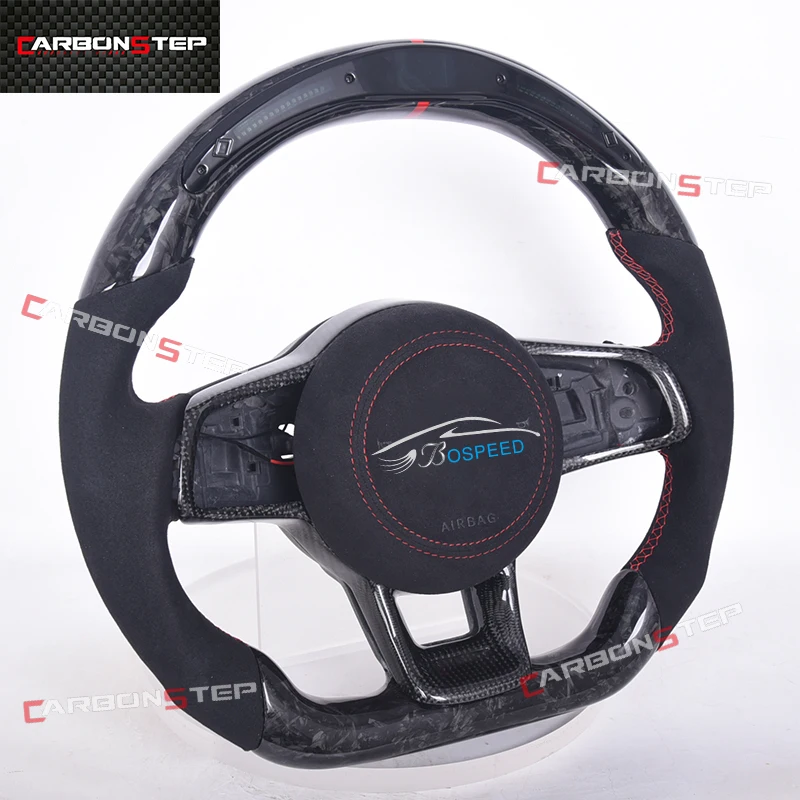 Suede Forged Carbon Fiber LED Steering Wheel For Volkswagen VW Golf Golf 7 5 6 8 R GTI MK7 MK5 MK6 MK3 Passat B5 GTE Polo 5
