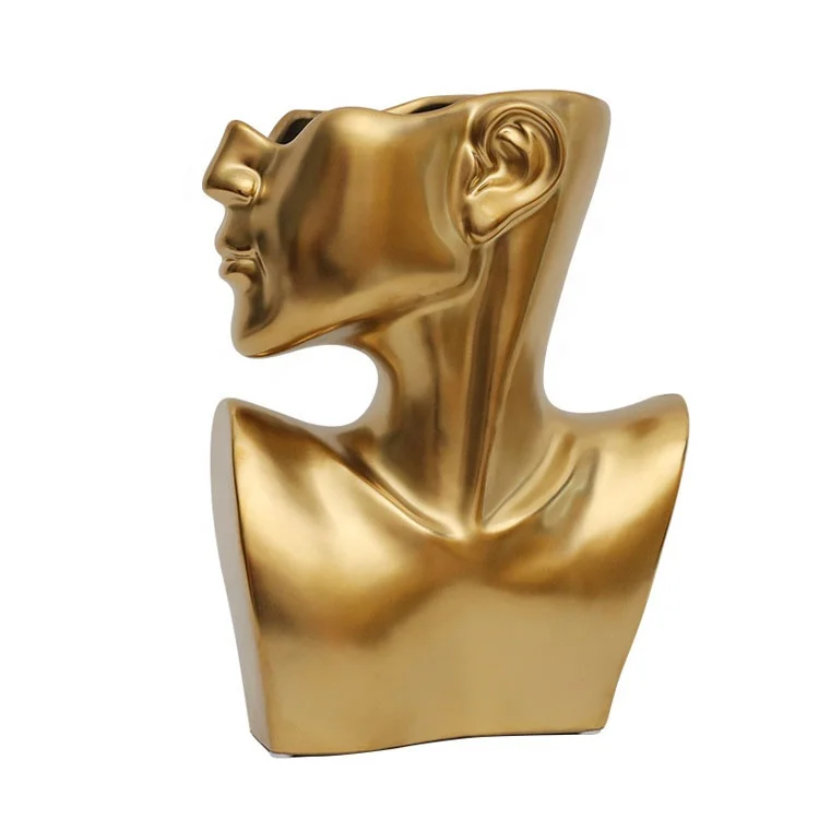 Porcelain face vase, dried flower arrangement art decoration ornaments, home decorations flower resin body vases