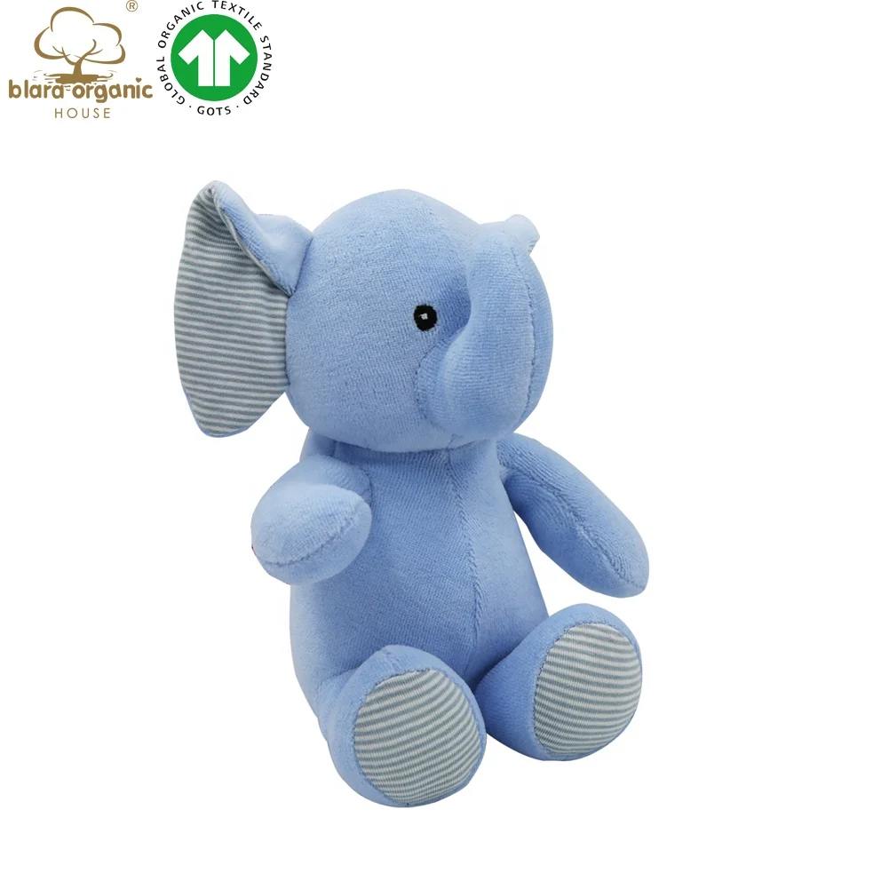 GOTS 100 Cotton New Baby Soft Animal Toys Organic Velour Bluey Elephant toys For Children