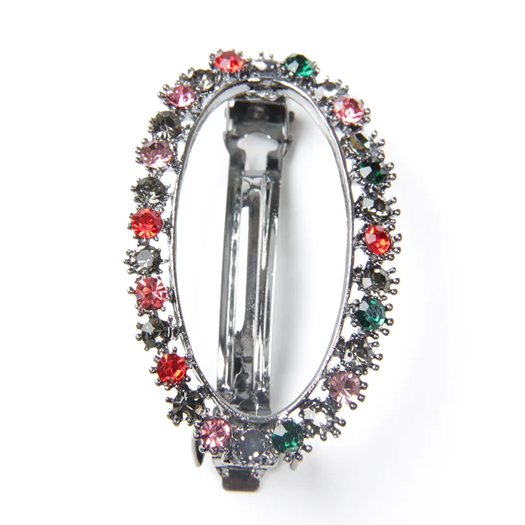 V&R Hot Selling Korean Multi Ston Oval Pin Geometric Crystal Rhinestone Hair Clip