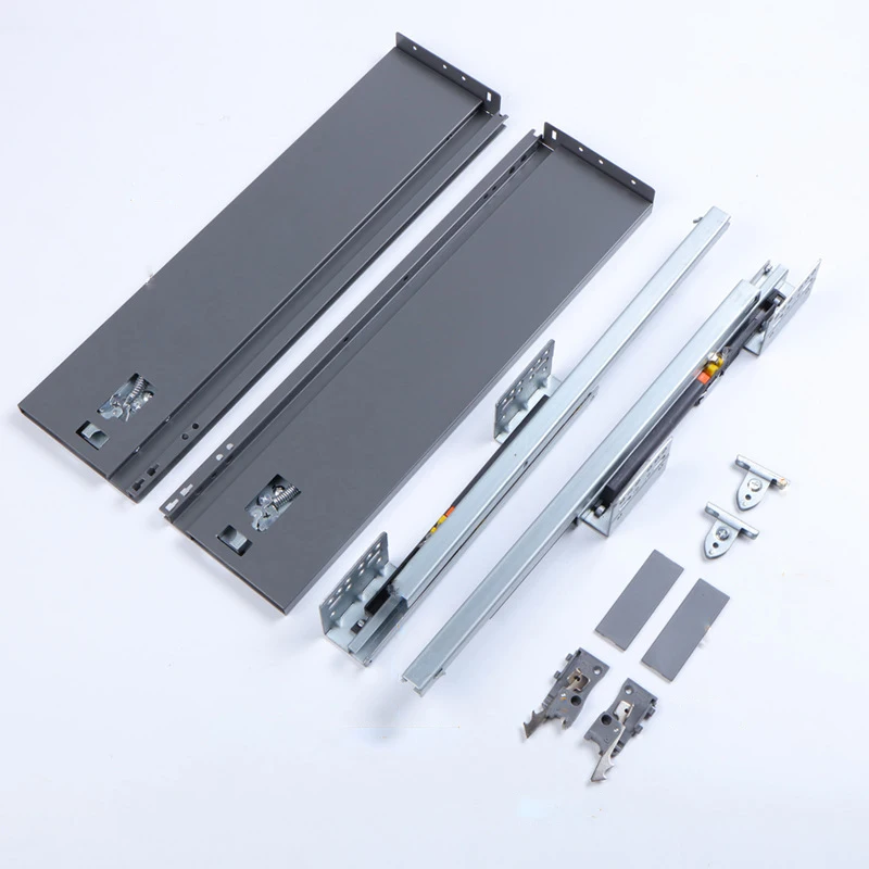 Hot Sales jieyang cabinet kitchen concealed slide double wall soft closing metal tandem box for drawer accessories