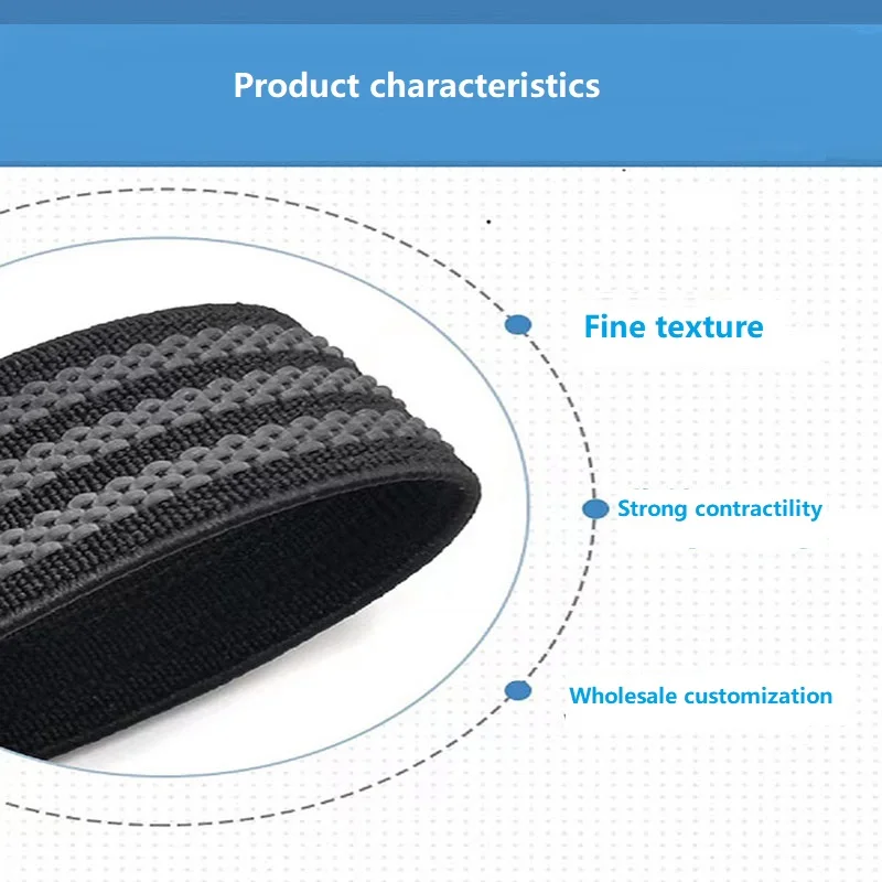 Black four-wire Latex non-slip Rubber Band High Elasticity Case Bag non-slip Rubber Band 2.5CM Polyester non-slip Rubber Band