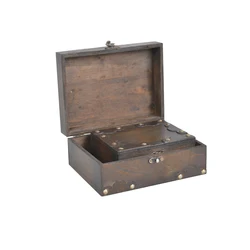 Two set of wooden jewelry box with metal rivet