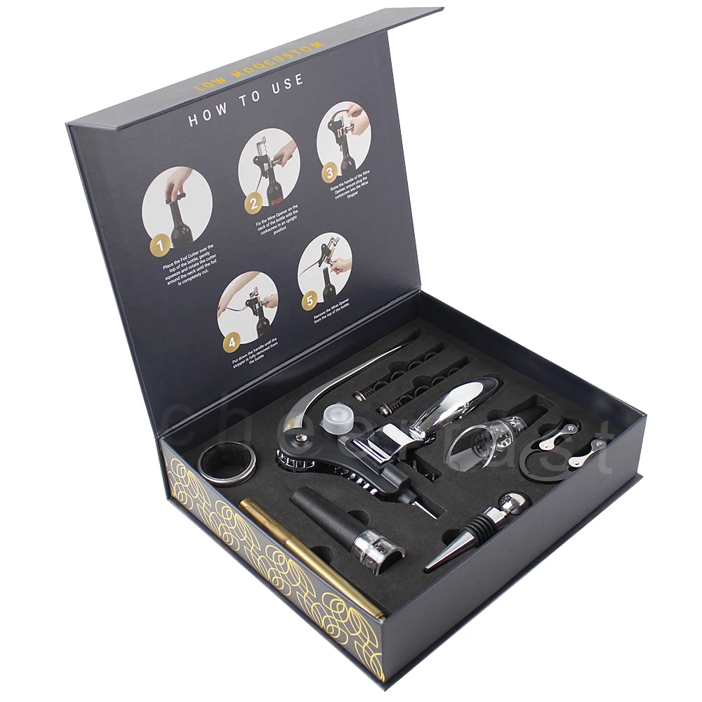 Pretty Included 9Pcs Wine Bottle Cork Screw Opener Tools Accessories Set Wine Corkscrew And Silver Color Bunny Corkscrew Kit