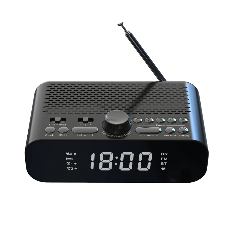 DAB-A5 LED Display Bedside DAB/FM Double Alarm Clock Independent Buttons Clock Radio with Wireless Speaker