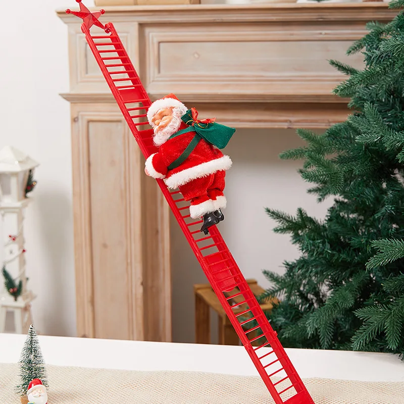 Musical and Dance Climbing Ladder Electric Santa Claus Climbing Rope Decoration Christmas Super Plush Doll Toy of Children Gifts