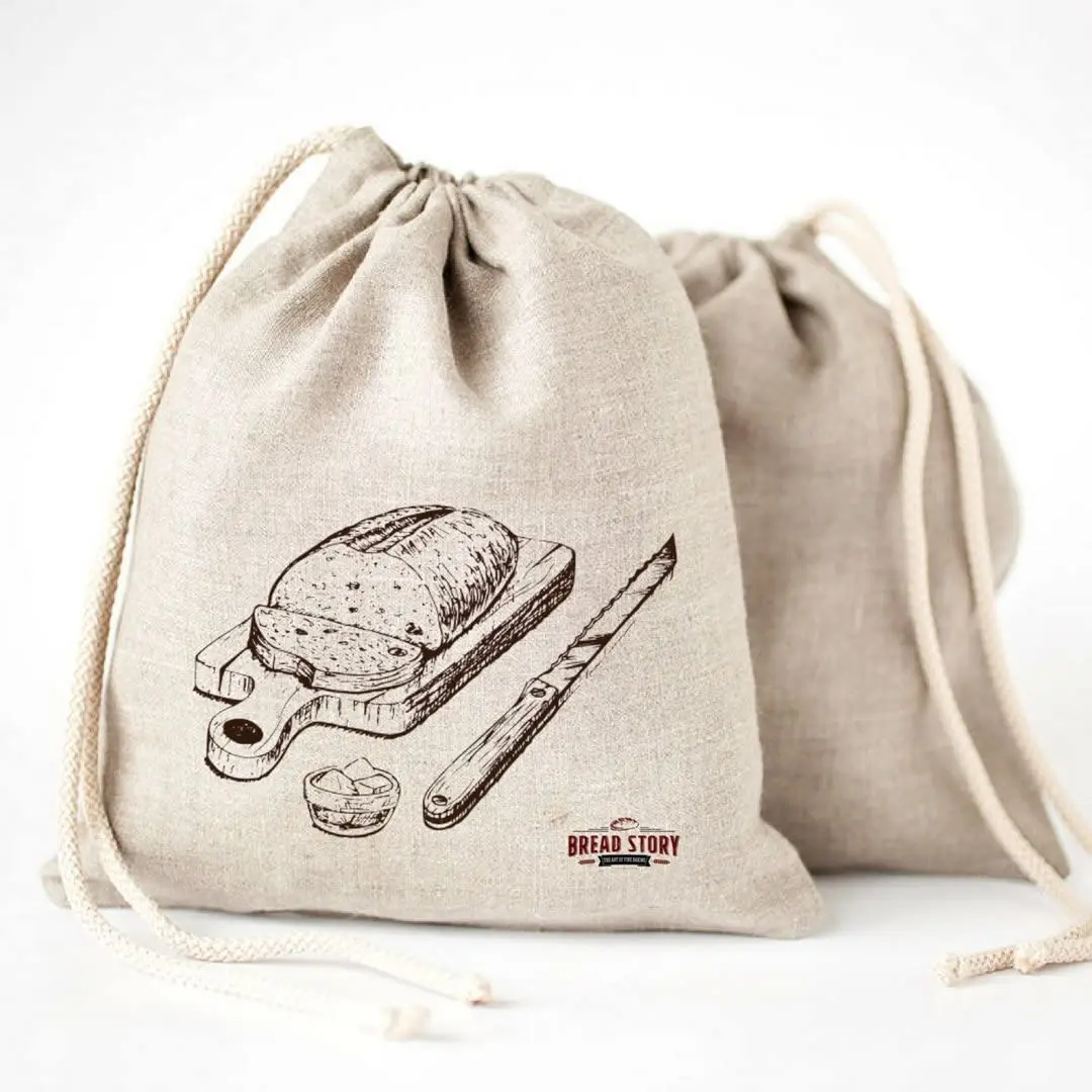 
Wholesale High Quality Ecofriendly Unbleached Linen Reusable Food Biodegradable Bag Cotton Cloth Product Carry Bread Bag 