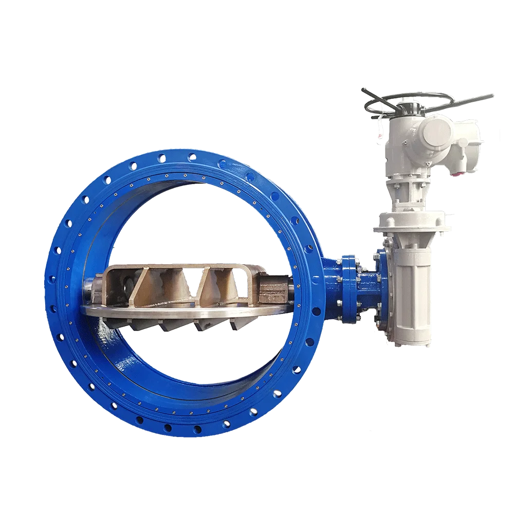 Electric/bare shaft large diameter water medium double eccentric flange butterfly valve