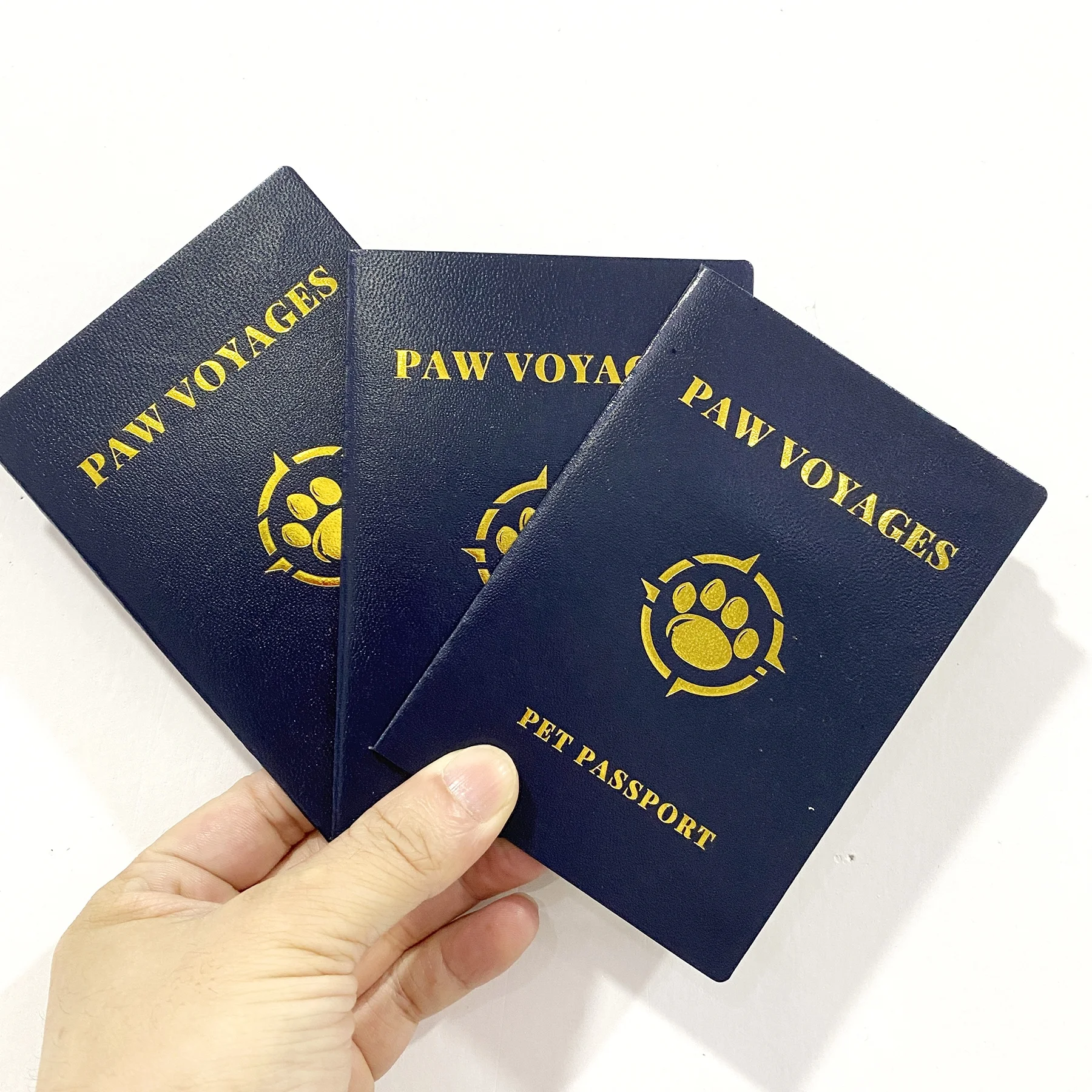 Custom personalized Hot Foil PU Leather Certificate booklet pet passport printing