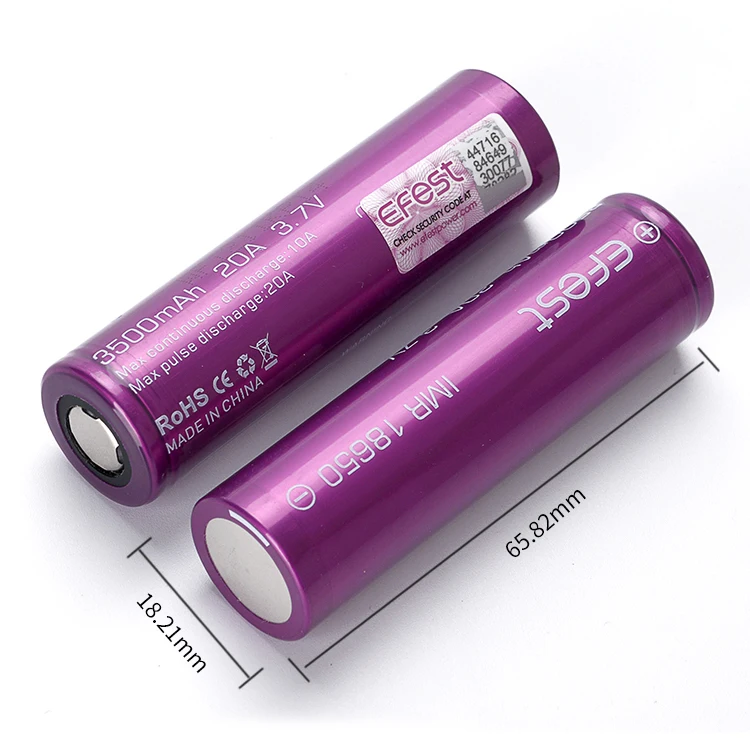 
In Stock 3500mah 30a 18650 Battery Efest 3500mah rechargeable li-ion battery for 900mmah 18350 box mod 