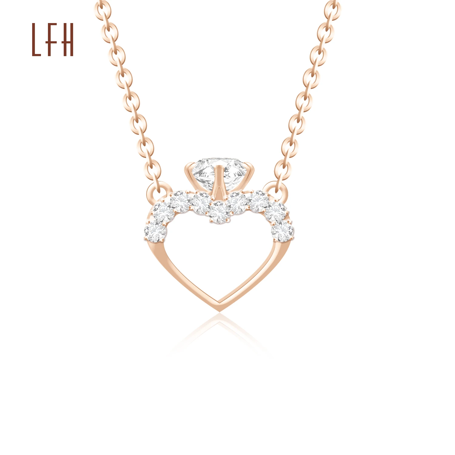 Pure Solid Gold Jewelry Diamond With Certificate Necklace Au750 Heart Shape Necklace Custom 18k Pure Gold Necklace