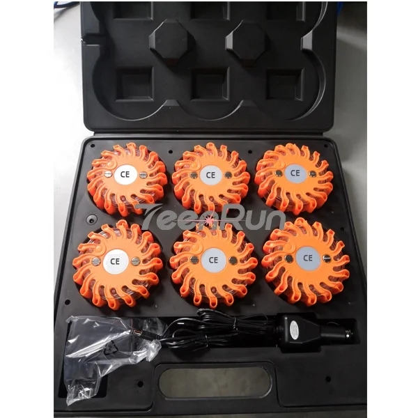 6 Emergency Roadside Flares Kit LED Safety Strobe Road Warning Light Highway Beacon Alert Flare With Magnetic Base