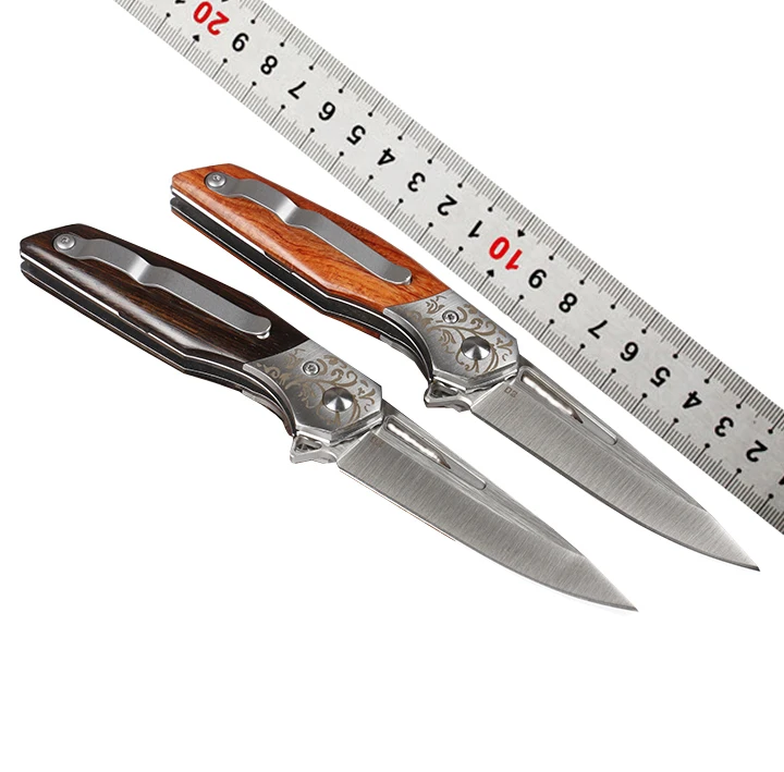 OEM High quality camping hunting wood pocket folding tactical knife survival tool knives wholesale