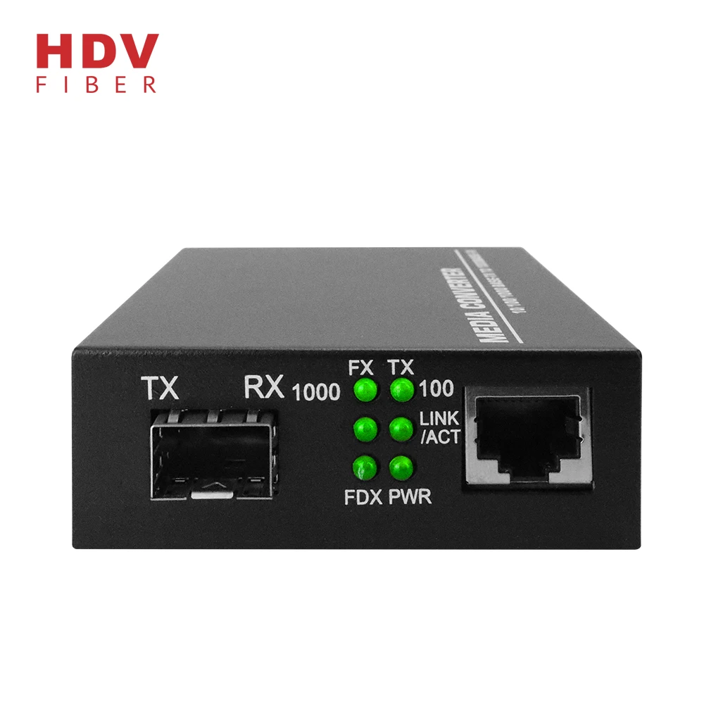 Shenzhen Manufacturer 10/100/1000M LC/SC fiber optic 1 SFP Port 1 rj45 20km Ethernet Media Converter