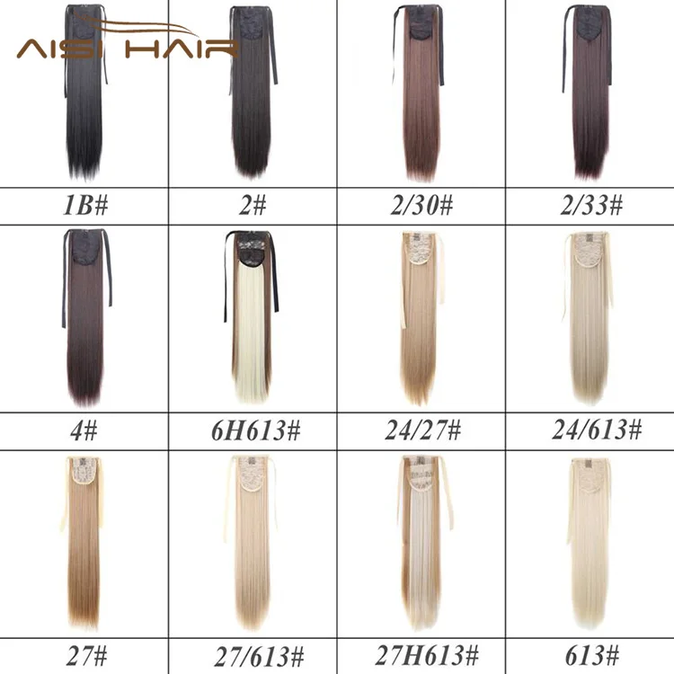 Aisi Hair Long Straight Bandage Synthetic Ponytail Heat Resistant Fiber Hairpiece Clip In Hair Extension for Woman