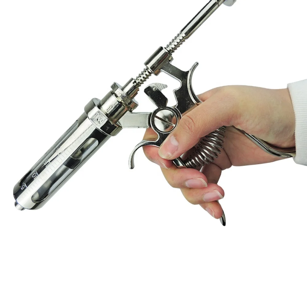 Automatic Veterinary Pistol Syringe Stainless Steel 30ml Veterinary Vaccine Injection Syringe for Animal Care