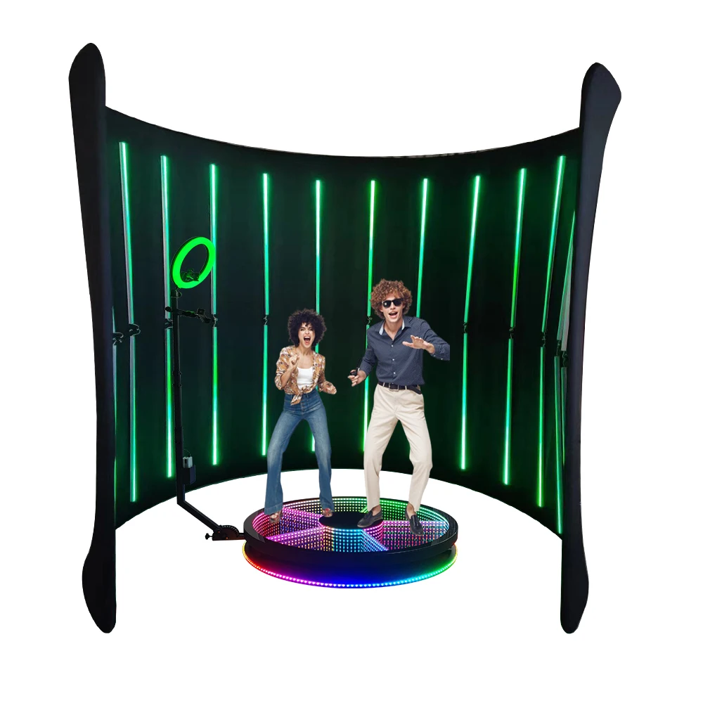 Custom Logo 360 Free Booth Background Wedding Party Activity 8 * 8 360 Pavilion Colored Leds Lamp Shell Background