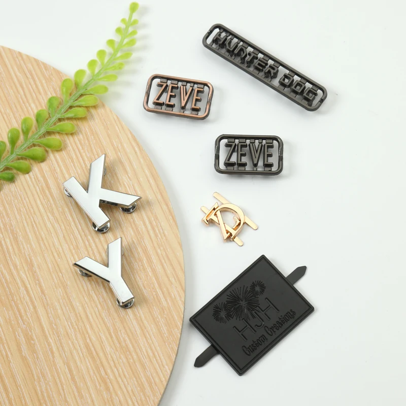 Customized Small Metal Logo on Handbags Round Designer Metal Tags with Back Rivet U-legs
