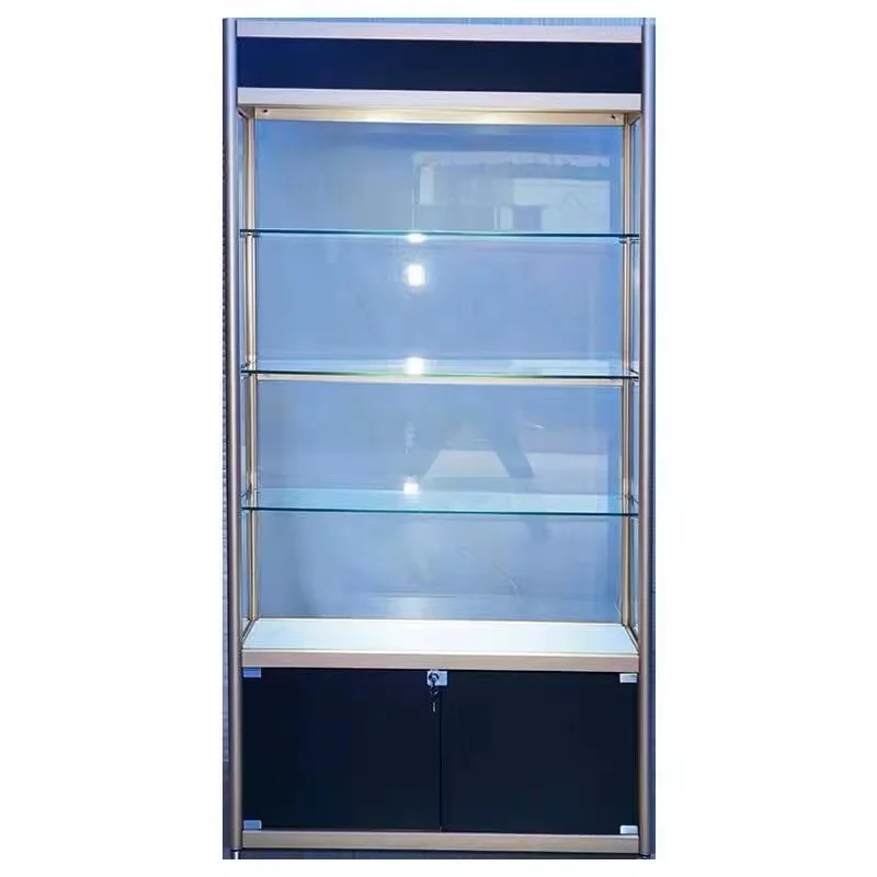 Glass cabinet display glass jewelry display cabinet  aluminum frame rotating glass display cabinet