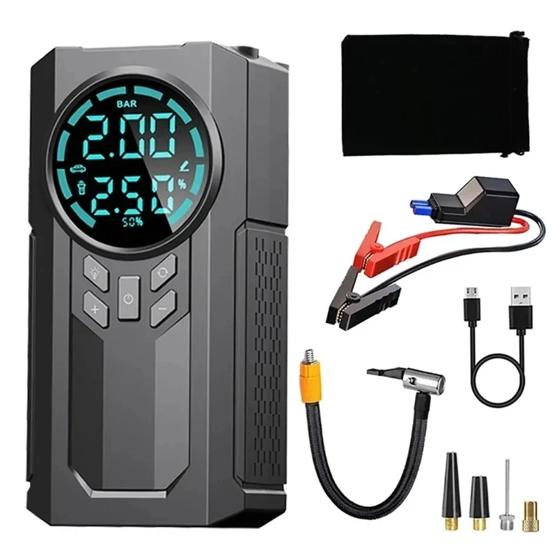 8000mAh Battery Jump Starter with Air Pump, 1000A Jump Starter with 150PSI Tire Inflator, Up to 5L Gas&3.0L Diesel