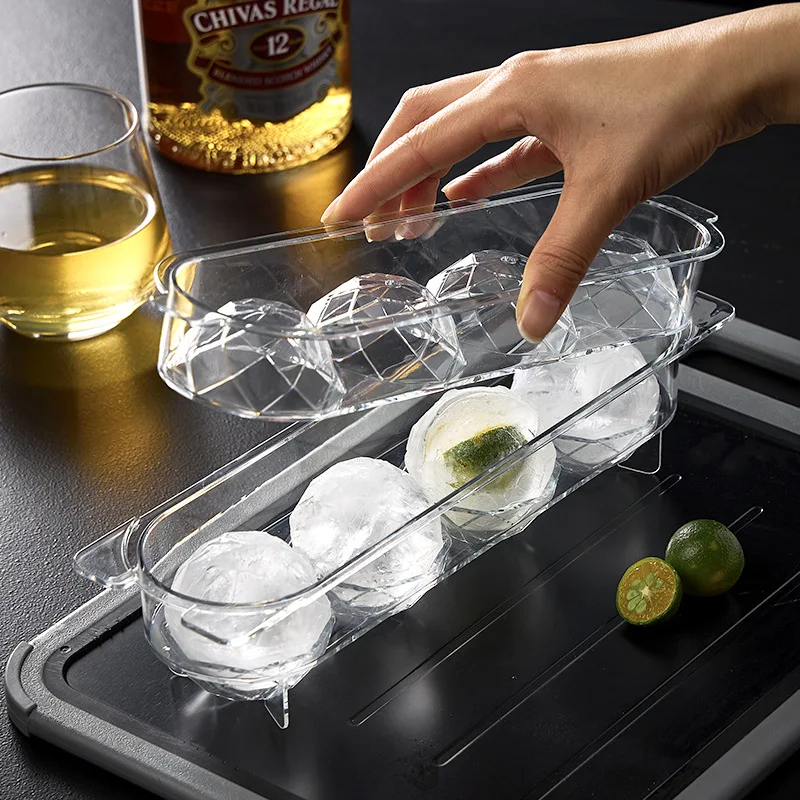 CY Transparent 4 Grids Factory Outlet Food Grade Reusable Large Whiskey Cream Cube Ice Cube Tray Making Ice Ball Maker