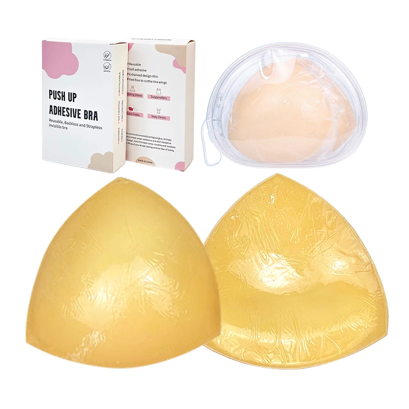 INVISFEEL Insert Push Up Boob Stick On Bra Invisible Silicone Bra Pad Double-sided Triangular Nipple Pad Padded Bras For Women