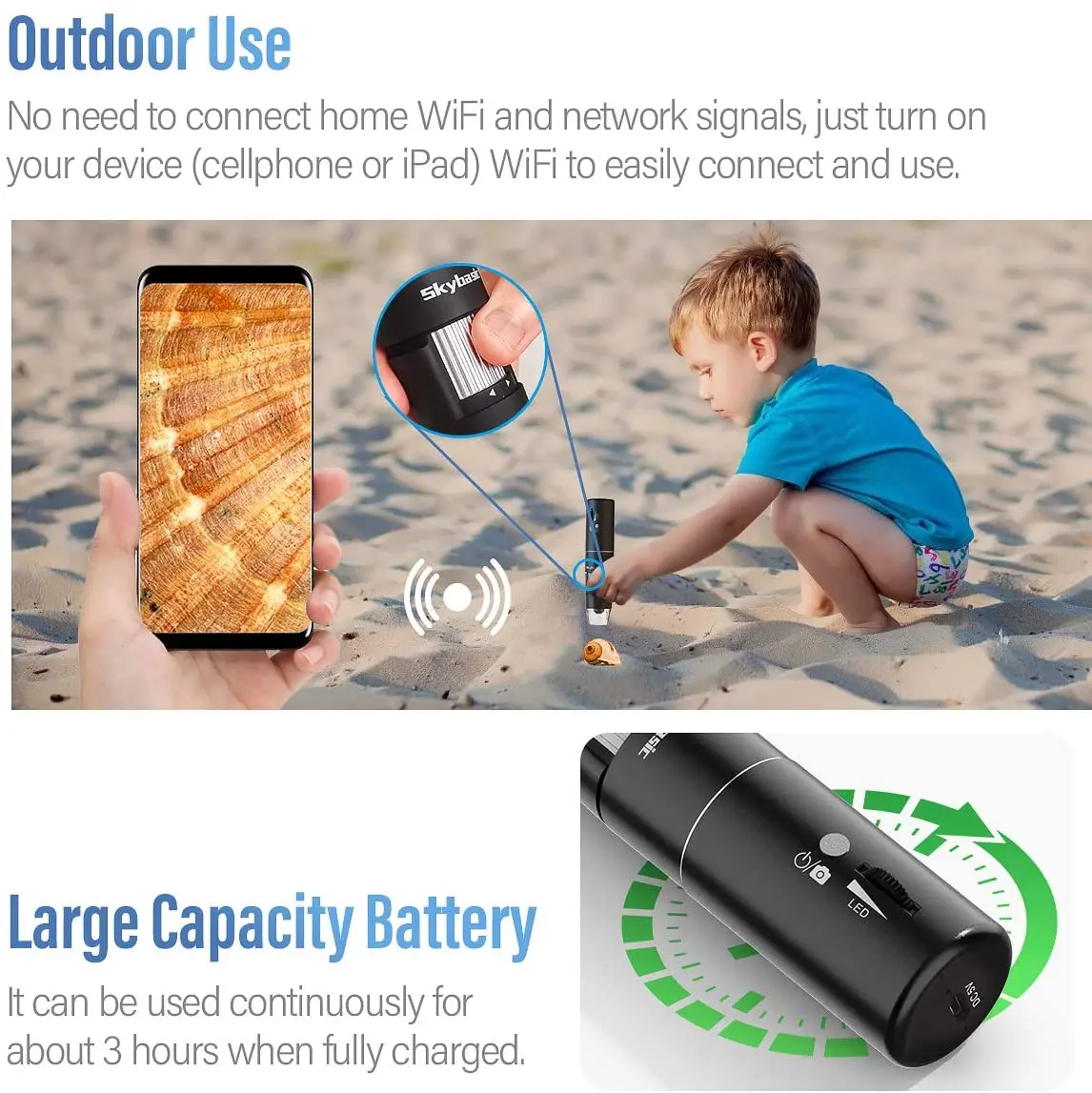 Wireless Digital Microscope 50X-1000X Magnification WiFi Portable Handheld Microscopes with Adjustable Stand HD USB Microscope