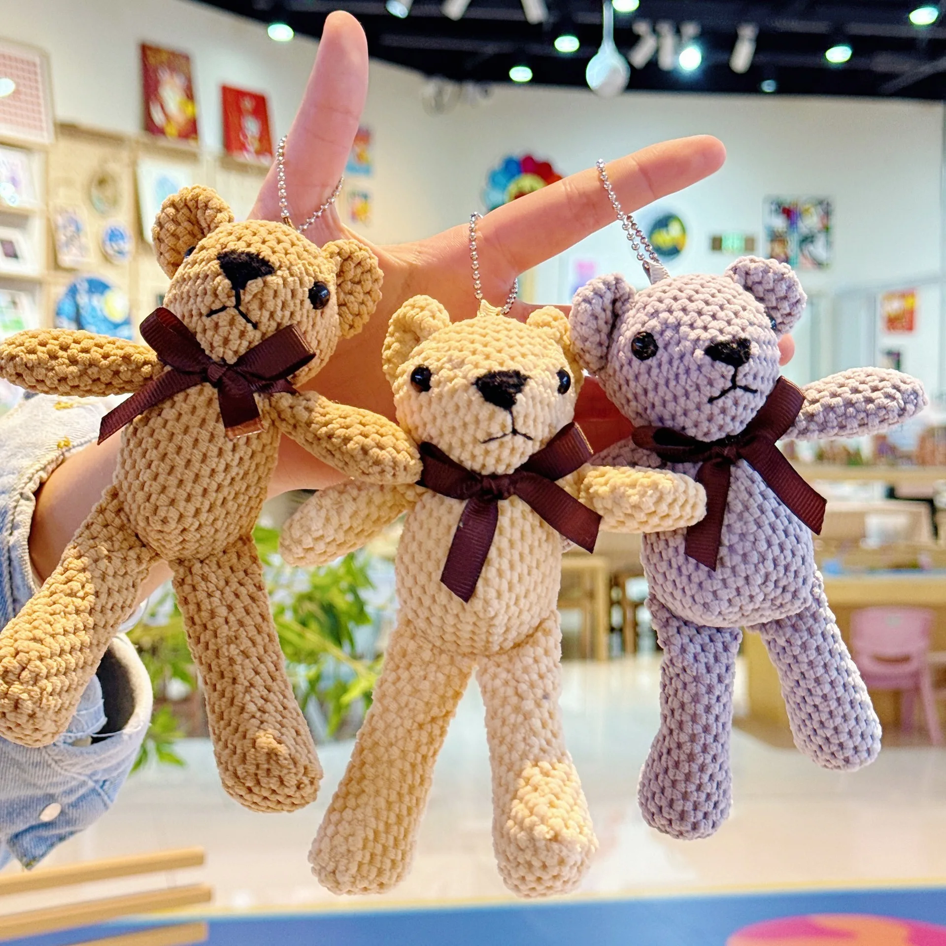 6 inch Bear Stuffed Plush Toys Baby Cute Keychain Pendant Dolls Gifts Birthday Wedding Party Decor Keyring