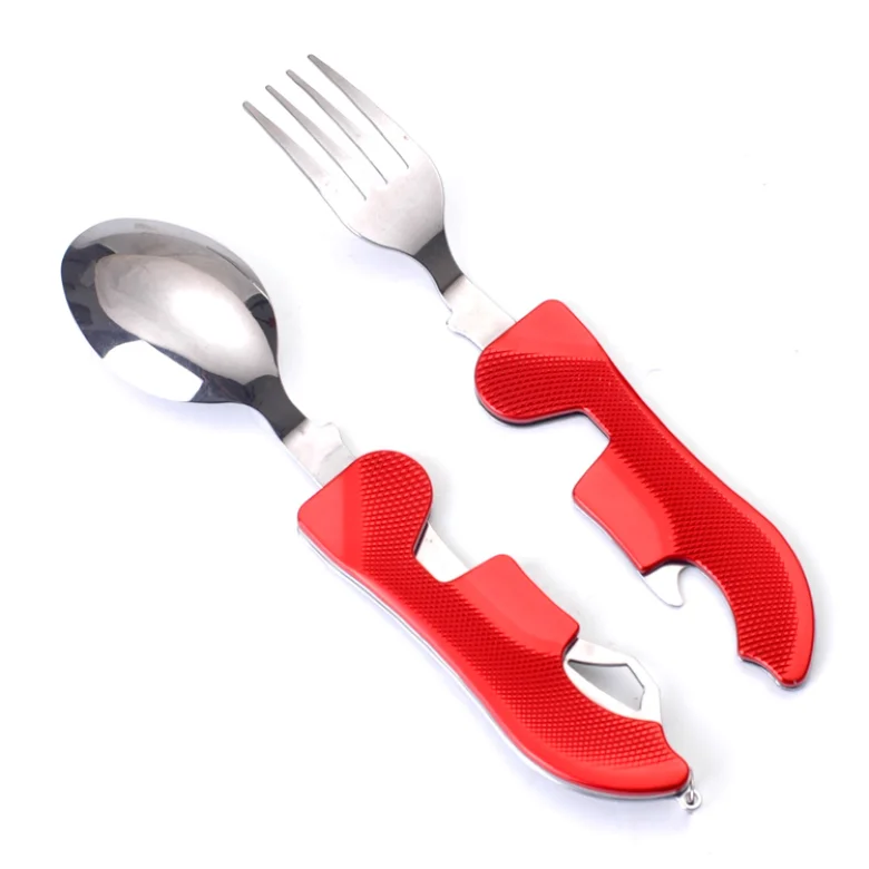 New All-in-one Multifunctional Folding Outdoor Camping Dining Knife With Spoon And Fork