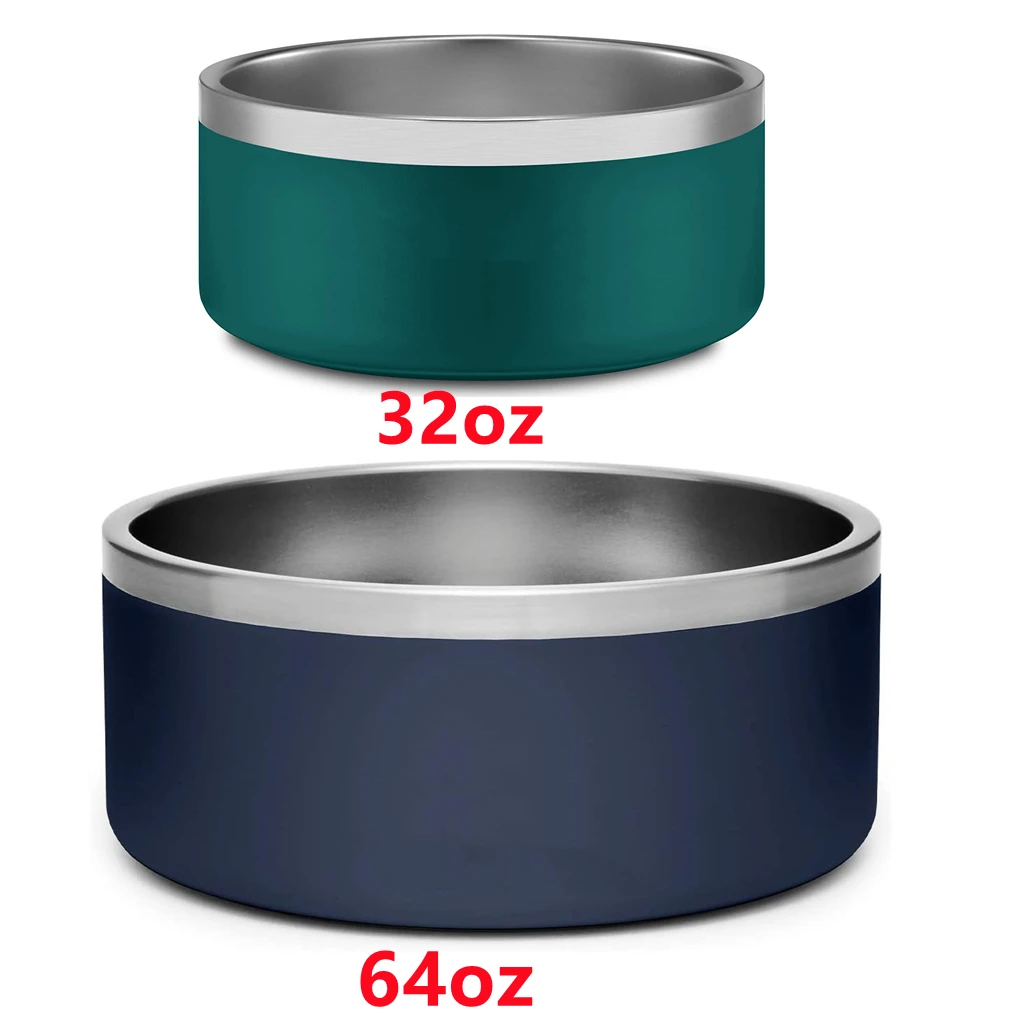 hot selling custom 32oz 64oz double wall stainless steel food feeding pet dog bowl