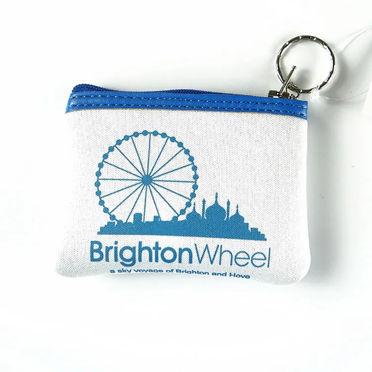 Custom printed neoprene small zipper coin purse on sale